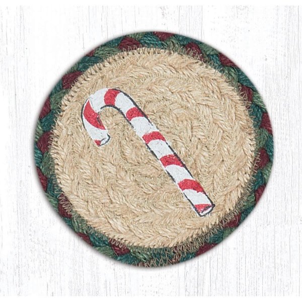 Capitol Importing Co 5 x 5 in. Jute Round Candy Cane Printed Coaster 31-IC508CC